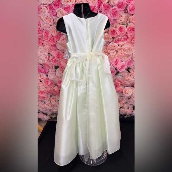 Little Girls Mint Shantung Fabric Size 8 Dress # MBK314 - Picture 8 of 8